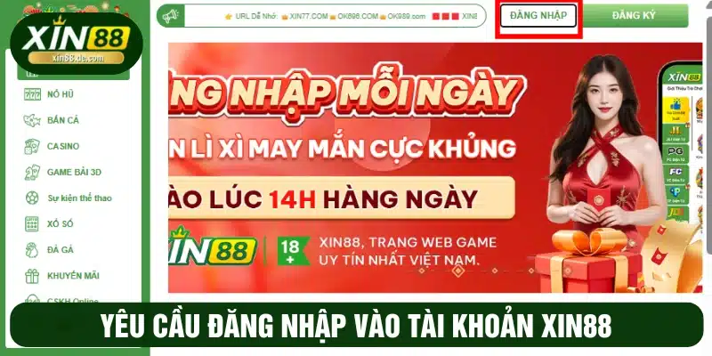 Bấm yêu cầu đăng nhập tài khoản 
