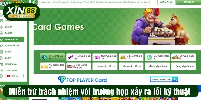 Miễn trừ trách nhiệm với trường hợp xảy ra lỗi kỹ thuật 