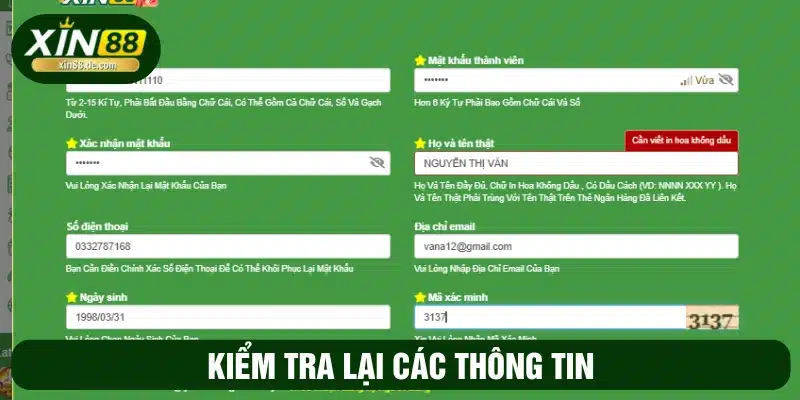 Kiểm tra lại các nội dung và gửi yêu cầu đăng ký 