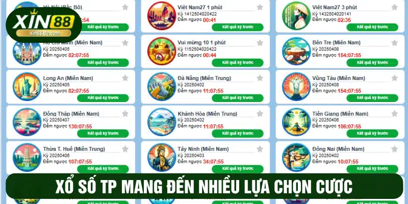 Xổ số TP mang đến cho người chơi nhiều lựa chọn cược 