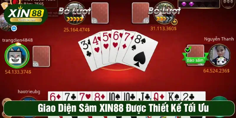 Giao diện bài sâm XIN88 được tối ưu hóa cho trải nghiệm đa nền tảng