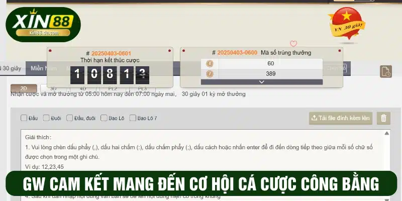 GW cam kết mang đến cơ hội cá cược sòng phẳng, công bằng cho các thành viên 