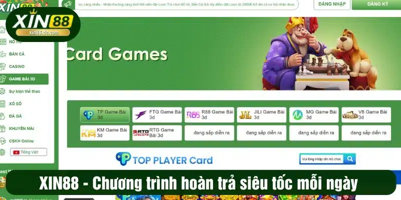 XIN88 - Chương trình hoàn trả siêu tốc mỗi ngày 