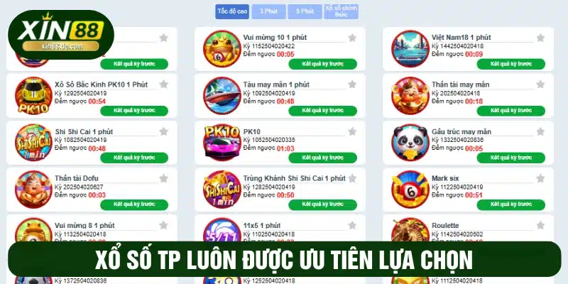 Xổ số TP được nhiều bet thủ ưa chuộng và ưu tiên lựa chọn 