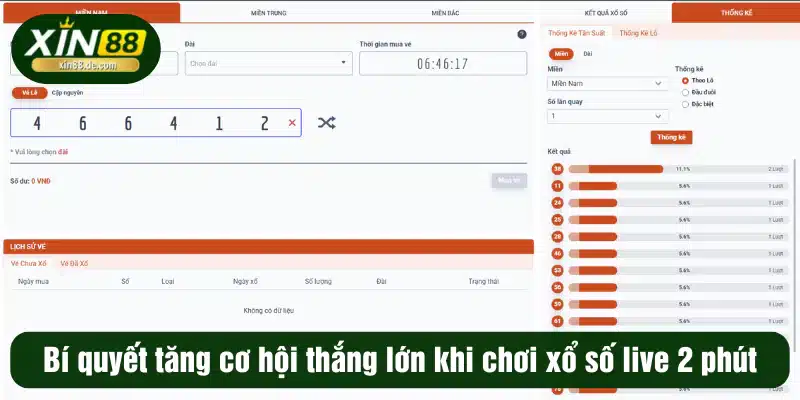 Bí quyết giúp tăng cơ hội thắng lớn khi chơi xổ số live 2 phút tại XIN88
