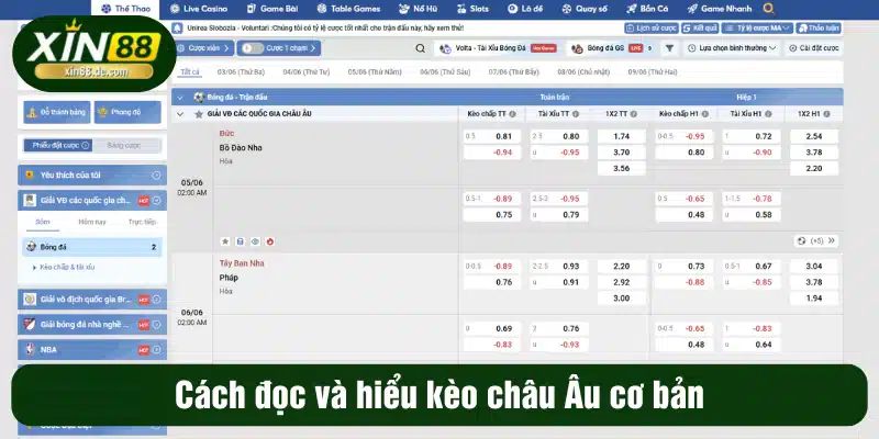 Cách đọc và hiểu kèo châu Âu cơ bản