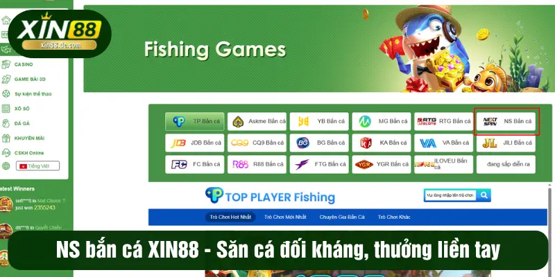 NS bắn cá XIN88 - Săn cá đối kháng, thưởng liền tay
